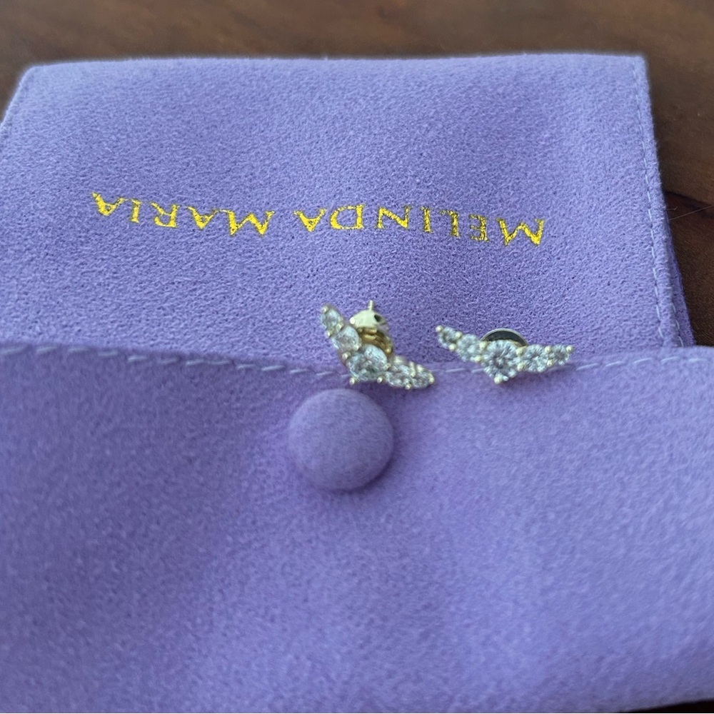Melinda Maria Radiant Stud Earrings • Gold / White Diamondettes • NWOT - Picture 5 of 6